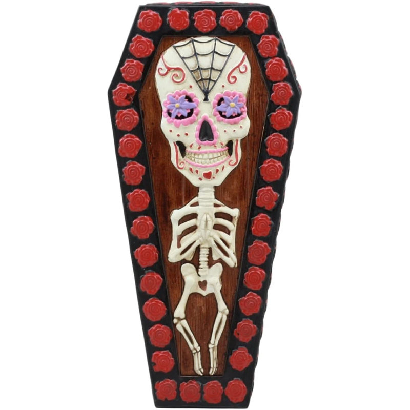 Sculpture cercueil Decamp Ebros Sugar Skulls Roses