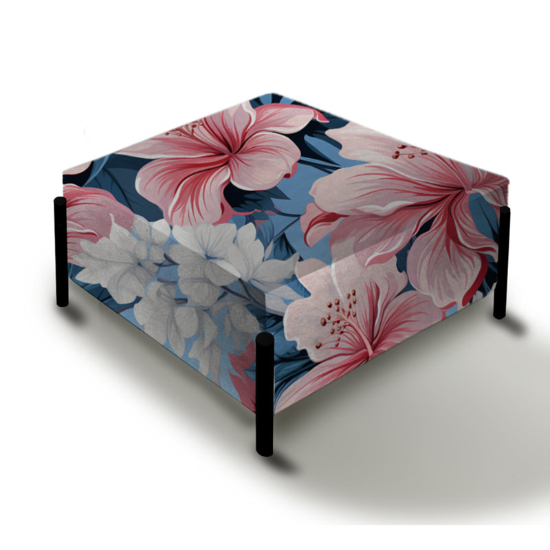 Tranquil Flora Tropical Pattern - Tropical Large Square Ottoman