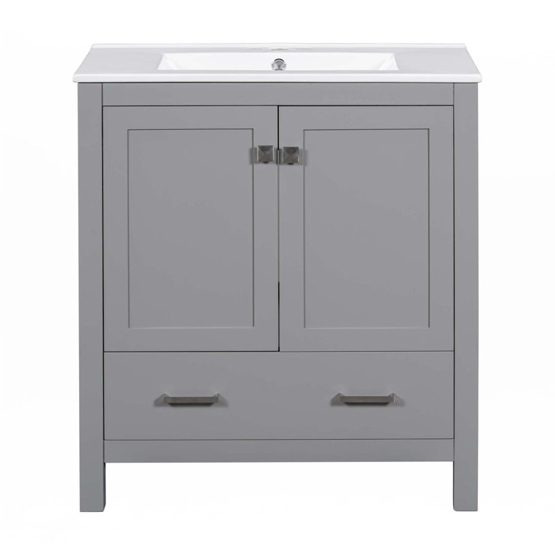 Meuble-lavabo 30 po avec lavabo simple, Argent argent, Gris
