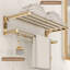 Solid Brass No-Drill Bathroom Towel Rack With Shower Shelf - Durable Bathroom Hardware Organizer For Bathroom Storage