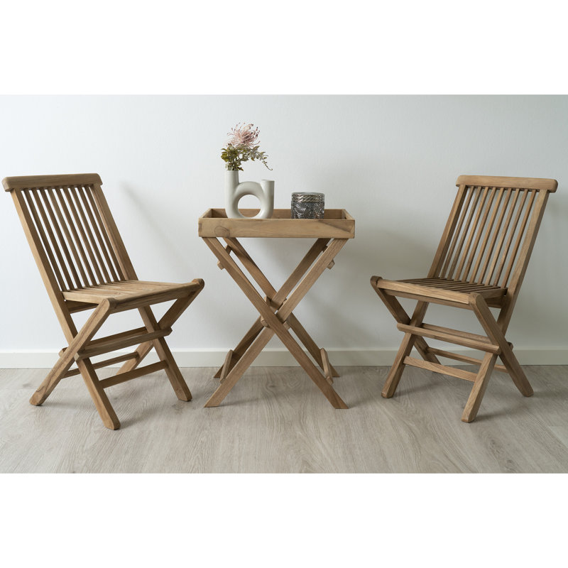 Maez Solid Wood Slat Back Folding Side Chair