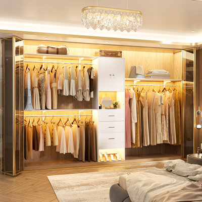 Bedrije 20"-96" (or 120" W)  Wooden Closet System With Doors And  Drawers