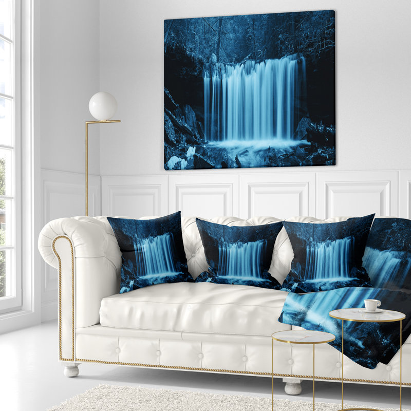 Oreiller de paysage avec cascades en bois, 16 po x 1 po, Coussin décoratif