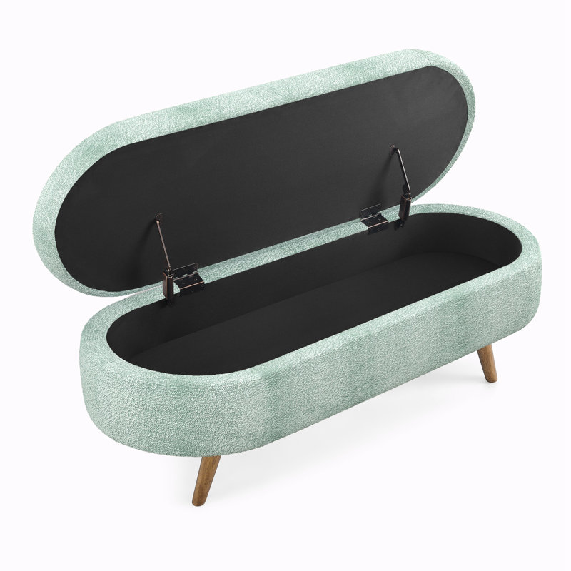 Ottoman Oval Storage Bench, Cyan