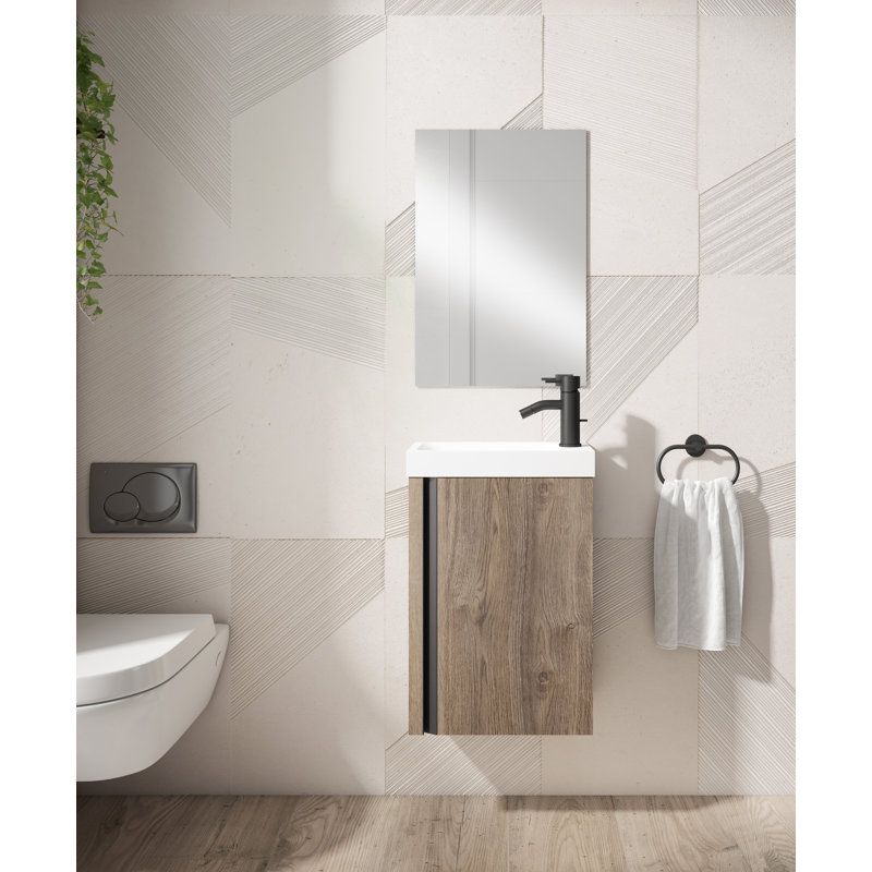 Ensemble de meuble-lavabo simple mural 16 "avec miroir Broly, Niagara