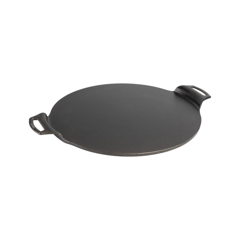 15-Inch Black Cast Iron Pizza Pan with Handles