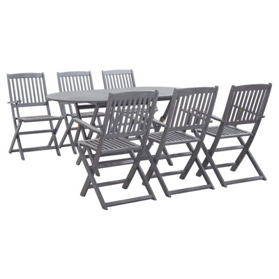 Demi-Lee 6 - Person Acacia Wood Patio Dining Set with Oval Table