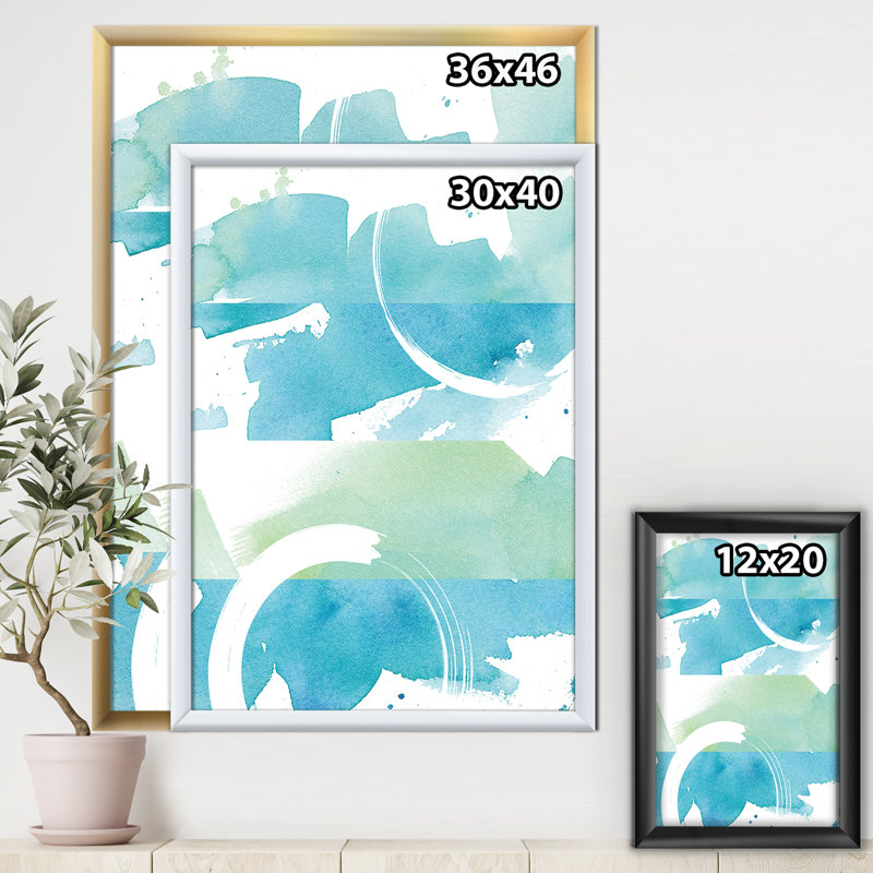 « côtier aquarelles i »-cadre photo imprimé sur toile, H 46 po x l 36 po x P 1,5 po, Cadre noir