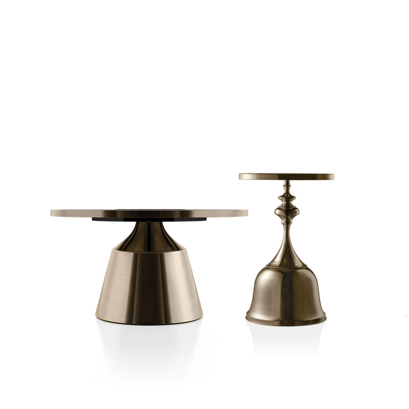 Ensemble de tables basses 2 pièces Cheryll, White/Gold, Gold