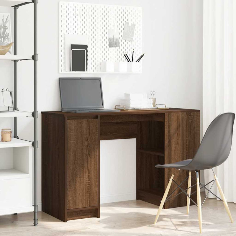  Bureau rectangulaire en bois d'ingénierie, Chêne brun