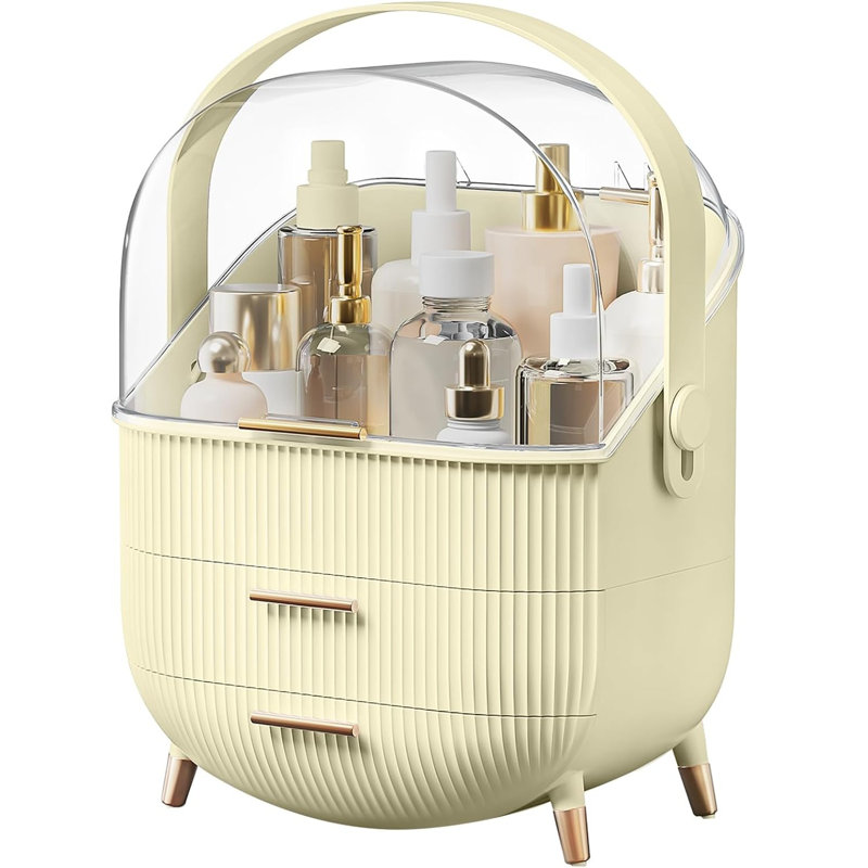 Polypropylene Makeup Organiser, Cream Yellow