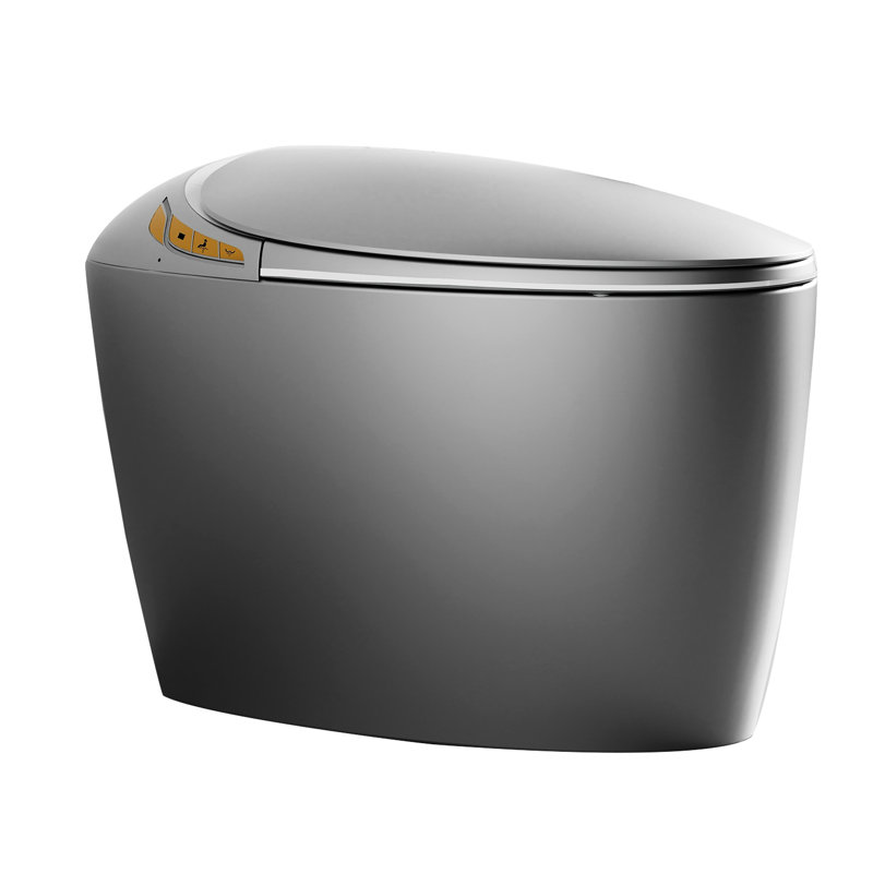 Grey Bathroom Smart Toilet, Auto Seat Actions, Foot Sensor, Heated Function Toilet With User- Features, Open/Close Seat,