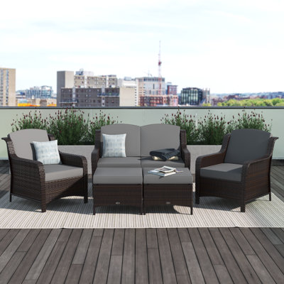 Aighan 6 - Person Patio Conversation Set with Cushions