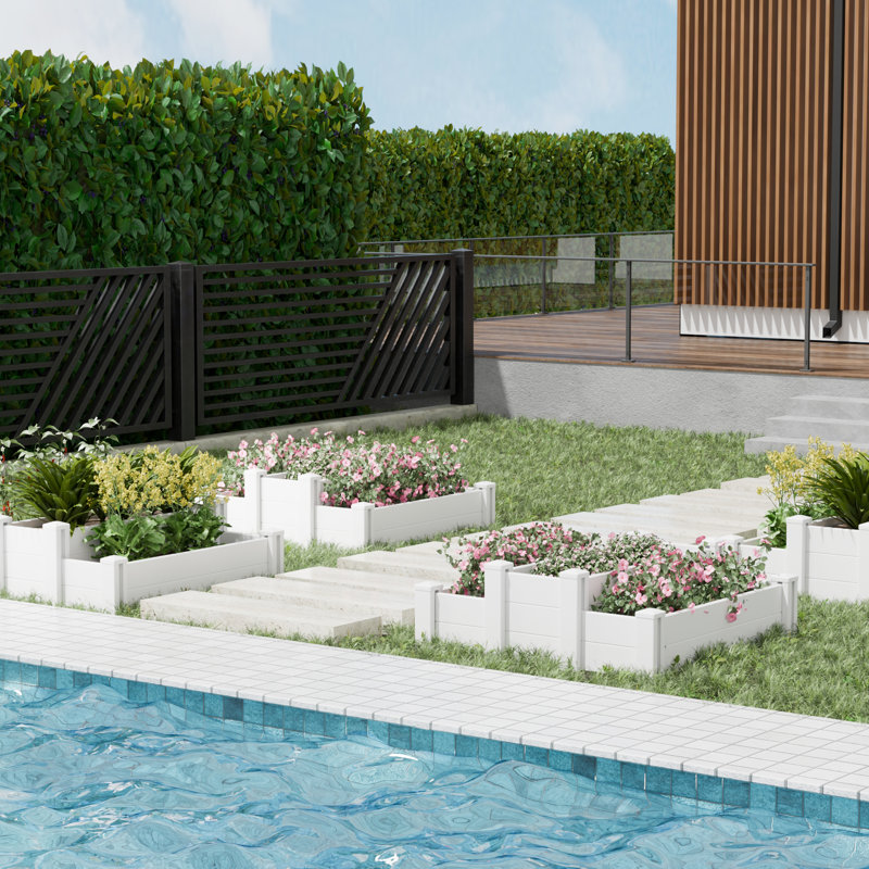 48 po x 37 po x 13 po - Panneau de jardin modulaire en PVC blanc - Solution durable et facile à installer pour améliorer le sol