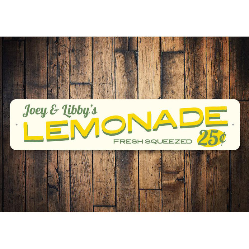 Enseigne limonade 25 Cents, H 6 po x l 24 po x P 0,063 po