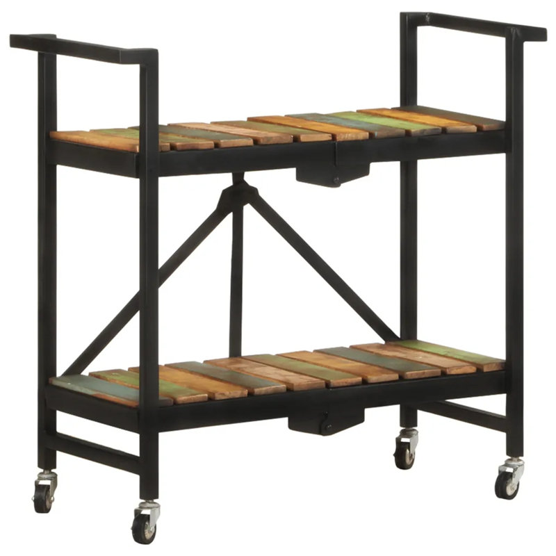 Angeville Solid Wood Kitchen Cart, Natural/Green