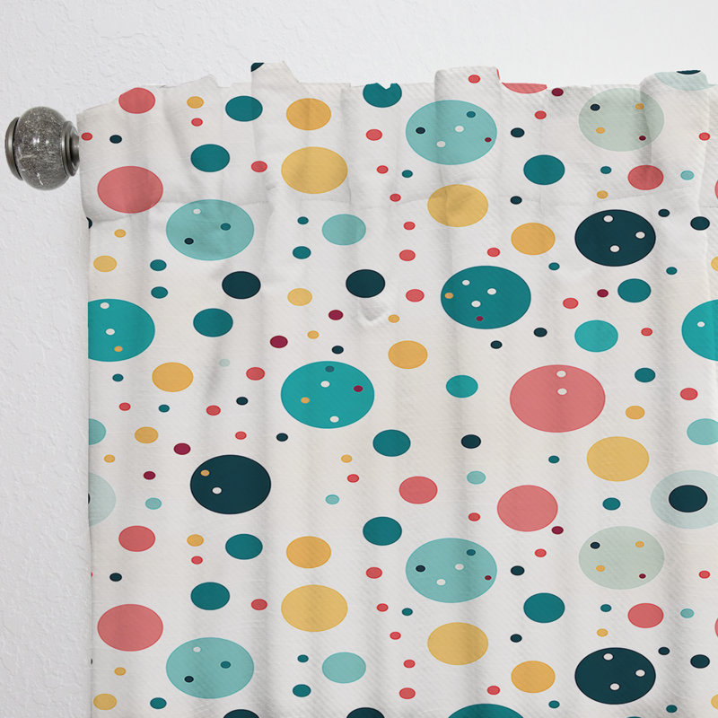 Rideau obscurcissant turquoise rétro Revival Polka Dots Delight III - 1 panneaux, L 52 po x L 120 po
