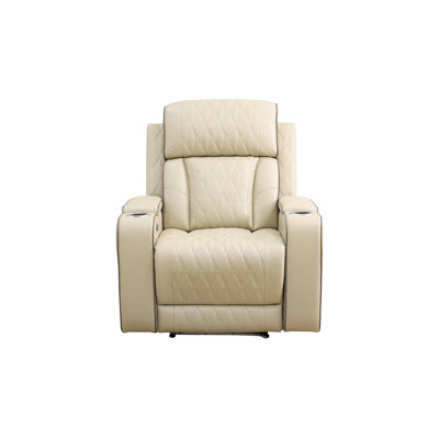 White Breathing Leather Living Room Recliner Chair