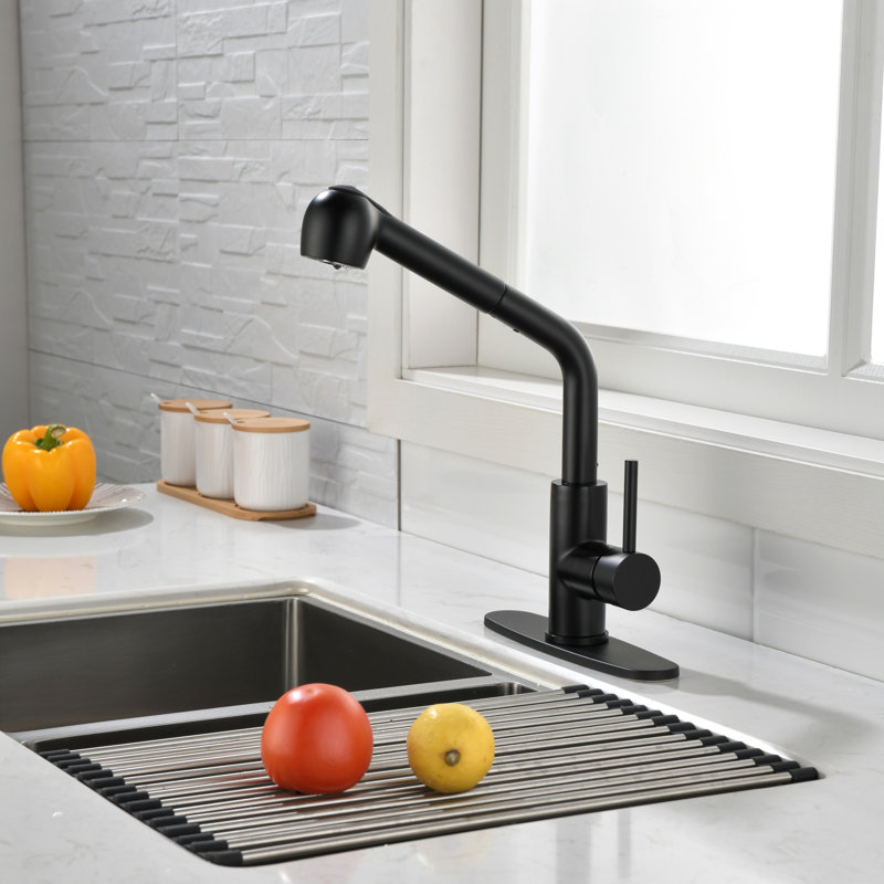 Robinets de cuisine avec douchette extractible, robinet d'évier de cuisine à poignée simple avec douchette extractible
