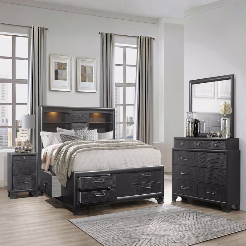 Table de chevet grise, Gris