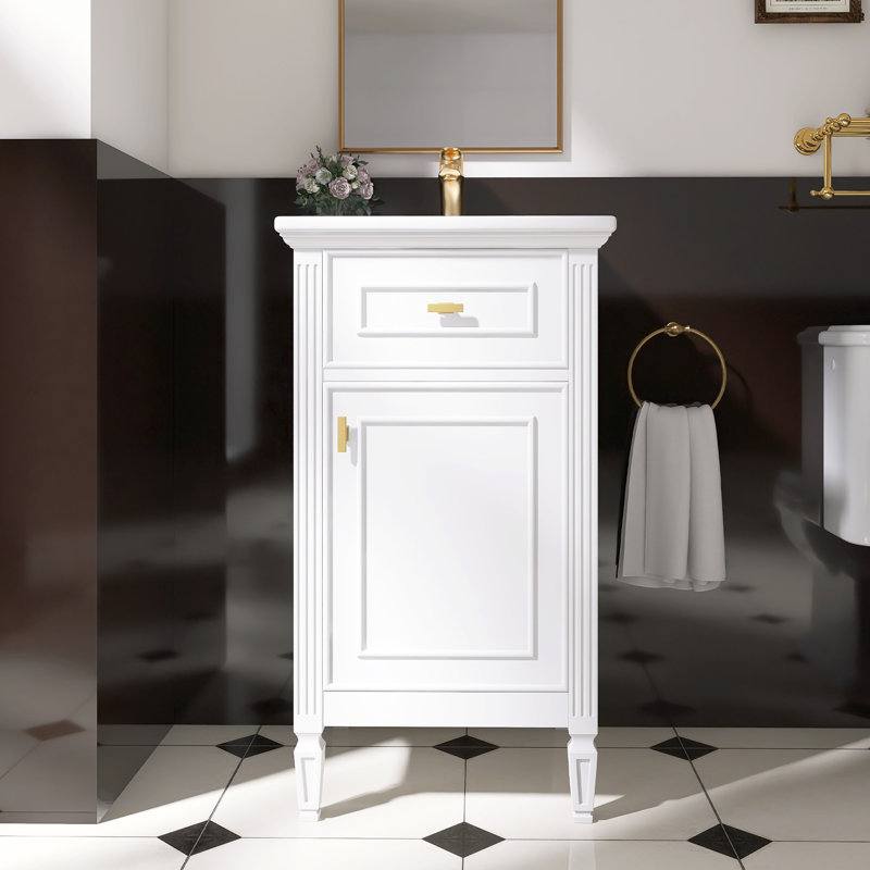 Meuble-lavabo moderne autoportant avec évier, Blanc