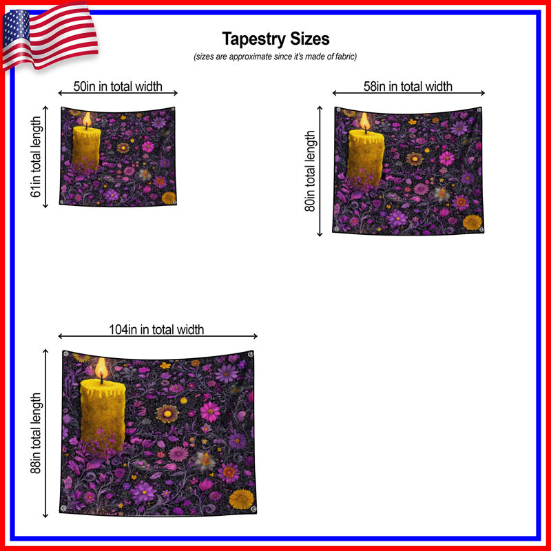 Tapisserie murale bougie - Décoration murale décorative, 68in H x80in W with 4 Grommets