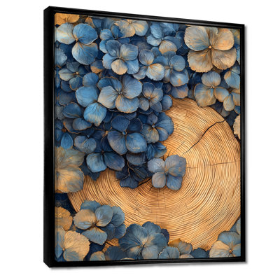 Aquarelle de fleurs d'hortensia sur glissoire en bois I - hydrangées, art sur toile