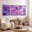 Ensemble de 3 tableaux muraux sur toile tendue représentant des fleurs violettes-2121927716
