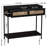 Carissa Bungalow Rectangular Console Sofa Table with Storage Shelf and 2 Drawers Rustic Wood Grain Woven Front and Metal-427178800