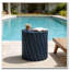 Modern Navy Blue Outdoor Table with Fluted Design