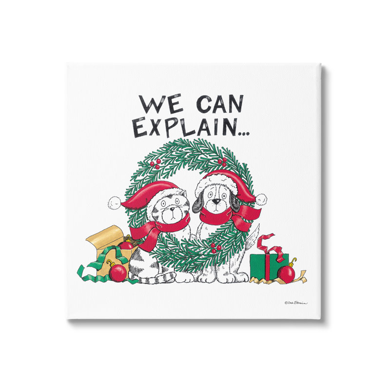 «Cat & Dog Christmas Humor» par Deb Strain - peinture sur toile tendue, H 17 po x l 17 po x P 1,5 po