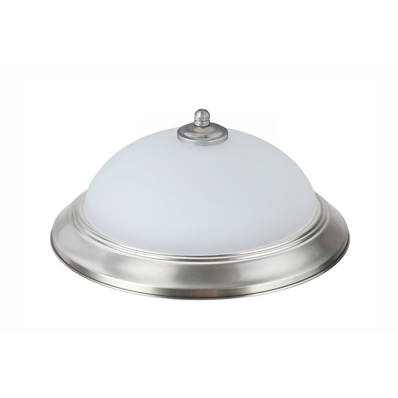 Plafonnier encastré 1 lumière DEL, Nickel satiné, H 5,5 po x l 13 po x P 13 po