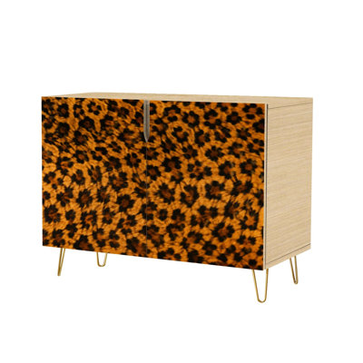 Sideboard Buffet Cabinet with Concealed Storage 2 Doors Leopard Print Cheetah Animal Spots Wildlife Multiuse Cabinet for Living Room, Kitchen and Coffee Bar