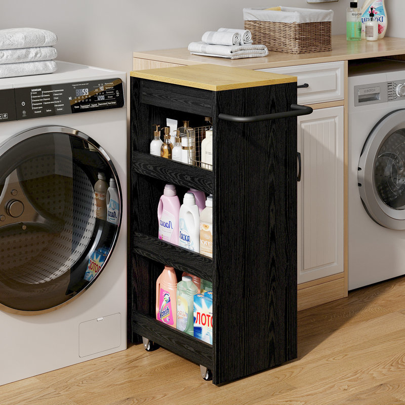 Rolling Kitchen Cart With Quiet Casters, 15.8" W X 31.5" H, Kitchen Island Table With Pull-Out Shelves & Organizer Drawer For Kitchen, Bathroom And Laundry Room