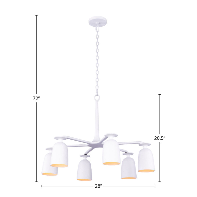 Gabardine 6 LT Matt White Chandelier Kalco