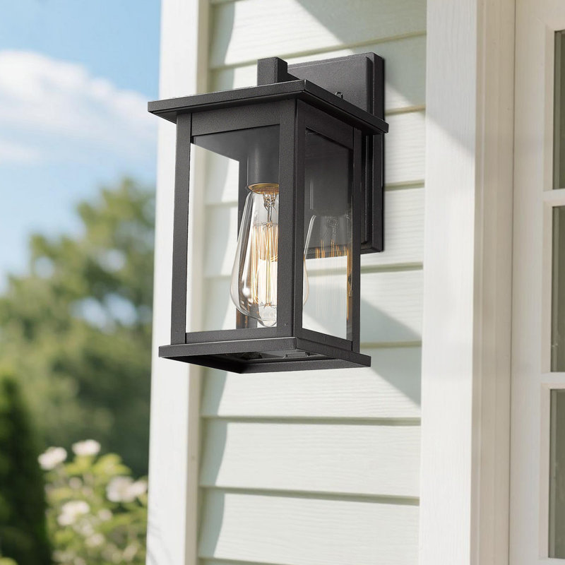 Outdoor Wall Sconce, Exterior Lighting Fixture, Anti-Rust Outdoor Wall Mounted Light, Black Carriage Lantern Lamp, Outside Porch Light With Clear Glass For Home, Garage (Black, 1 Pack)