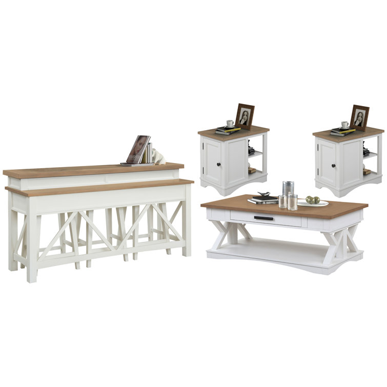 Cocktail Table With 2 Chairside Tables And Console Table With 3 Stools