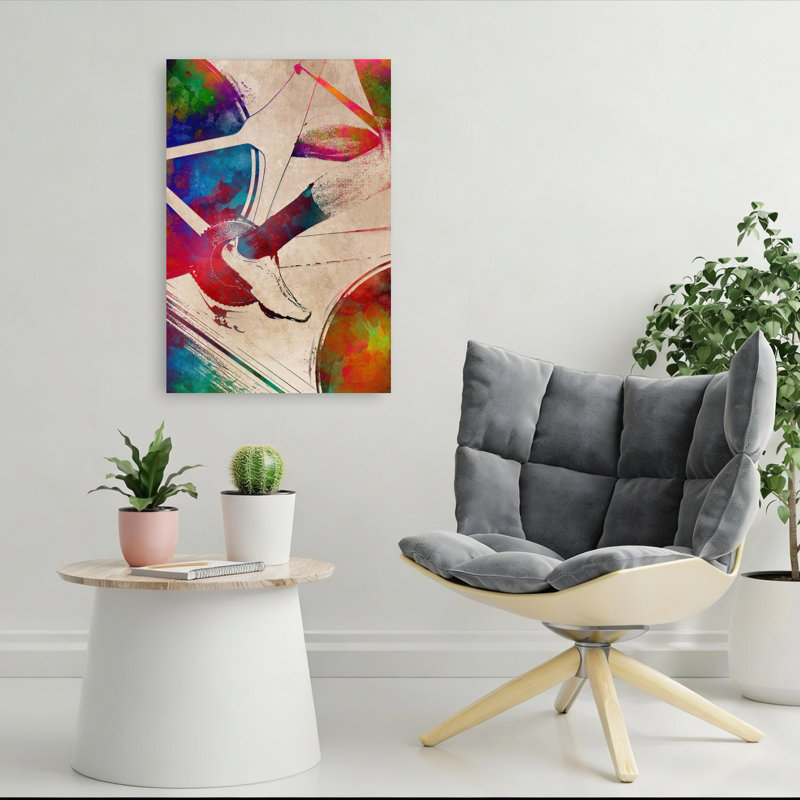 «Vibrant Cycling Action», art mural contemporain, 36" H x 24" W