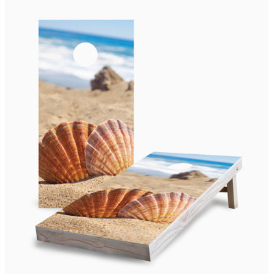 Beach Shells 2x4 Cornhole Board Set | Includes (2) Boards (8) Bags & Optional Accessories