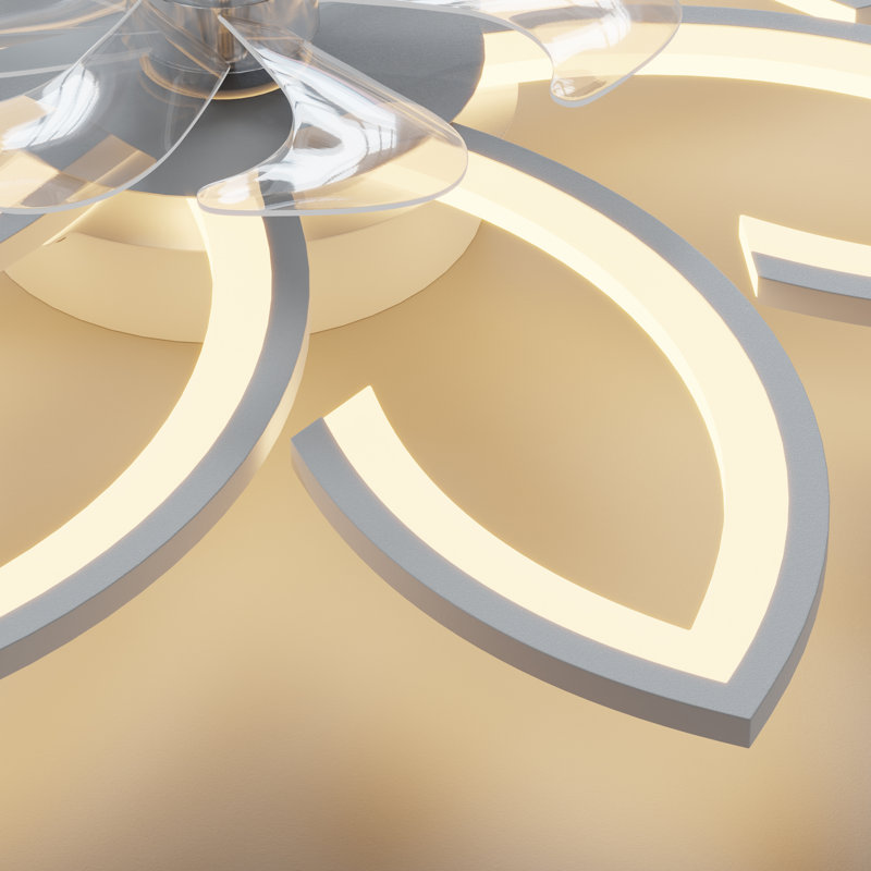 36.22'' 7- Blade Dimmable LED Reversible Flush Mount Ceiling Fan With Remote And App, White
