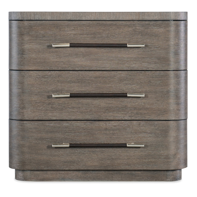 Modern Mood Three Drawer Nightstand, Dark Wood/Mink