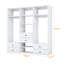 Système d'organisation l 70,86 po avec tringle suspendue et 6 tiroirs en bois, tablettes de rangement réglables pour la chambre à coucher, garde-robe blanc