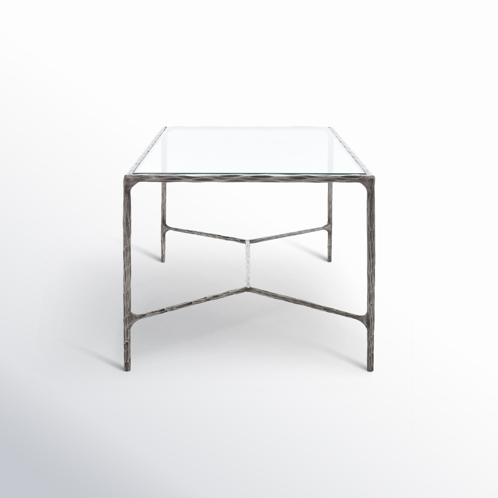 Evelynn 40" Glass Coffee Table, Silver, Clear