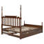 Modern Platform Bed Frame with Trundle and 2 Storage Drawers, Classic Bed with Spindle Headboard-730479520