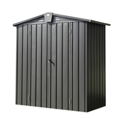 Outdoor Storage Shed 5.7x3 Ft - Galvanized Steel Build For Patio, Backyard, Garden, Lawn Lockable Double Door, Large Volume Storage, , Roof With Drainage For Lawn, Backyard Doors, Ample Space, Rust-