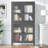 4-shelves Metal File Cabinet With Material For Office - Black Freestanding Bookcase Classic Style Study