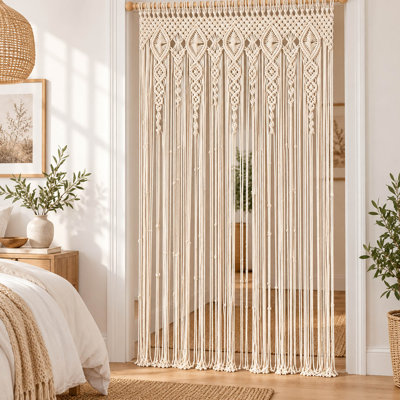 Rideau et tenture murale en macramé de coton fait à la main, 101,6 cm x 203,2 cm (40 po x 80 po)