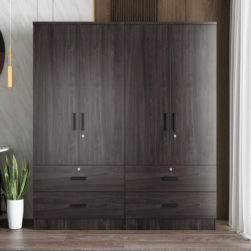 Armoire double avec 4 portes minces et 4 tiroirs! , Tabac