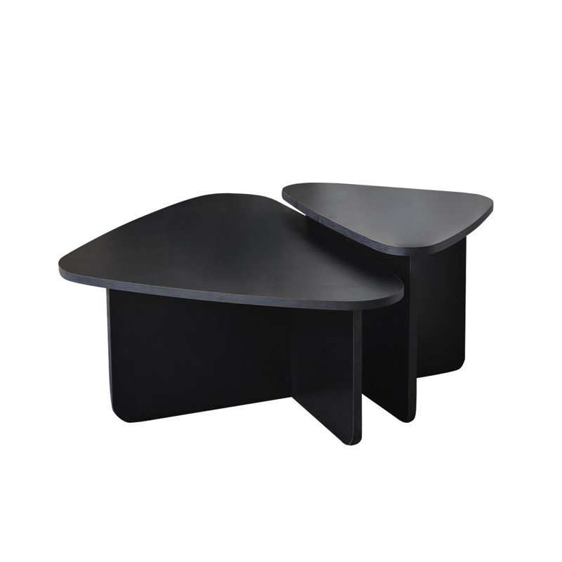 Modern Black Coffee Table Set (2 Pieces) | 100% Melamine Coated Particle Board, 35.4 x 19.7 x 23.6 inches & 15.7 x 15.7 x 15.7 inches | PVC Edgebanding for Durability | Stylish & Functional for Living Room or Office
