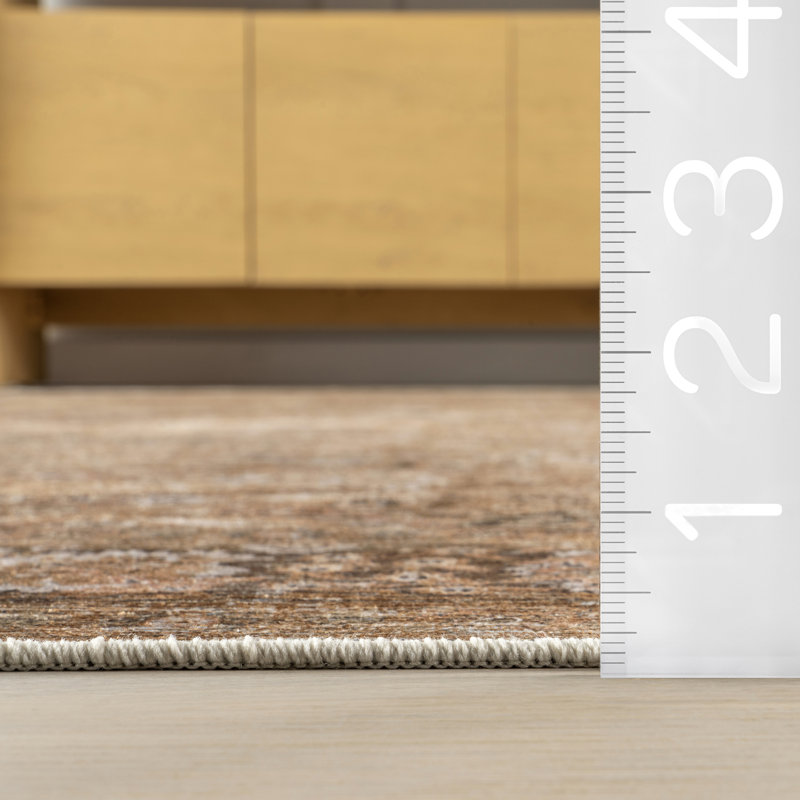Tapis rétro lavable à la machine Bayberry, Rectangle 9 pi 6 po x 13 pi 6 po